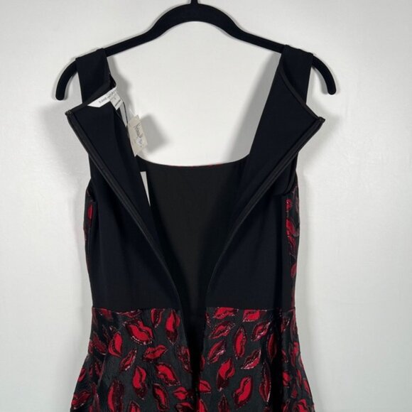 NWT DIANE VON FURSTENBERG Fit & Flare Jaquard Metallic Lip Print Mini Dress Sz 2 - Picture 6 of 16
